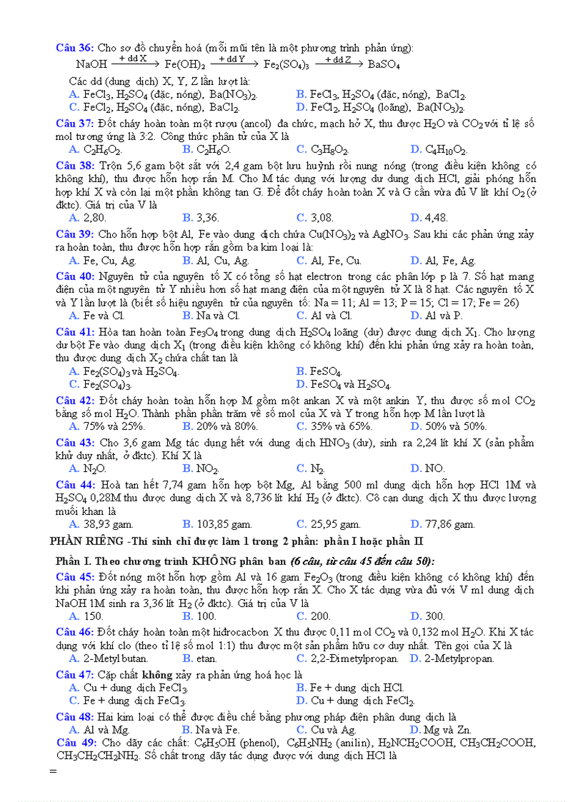image for page Đề thi Đại học Hóa khối A B Cao đẳng 2007 và 2008 đáp án