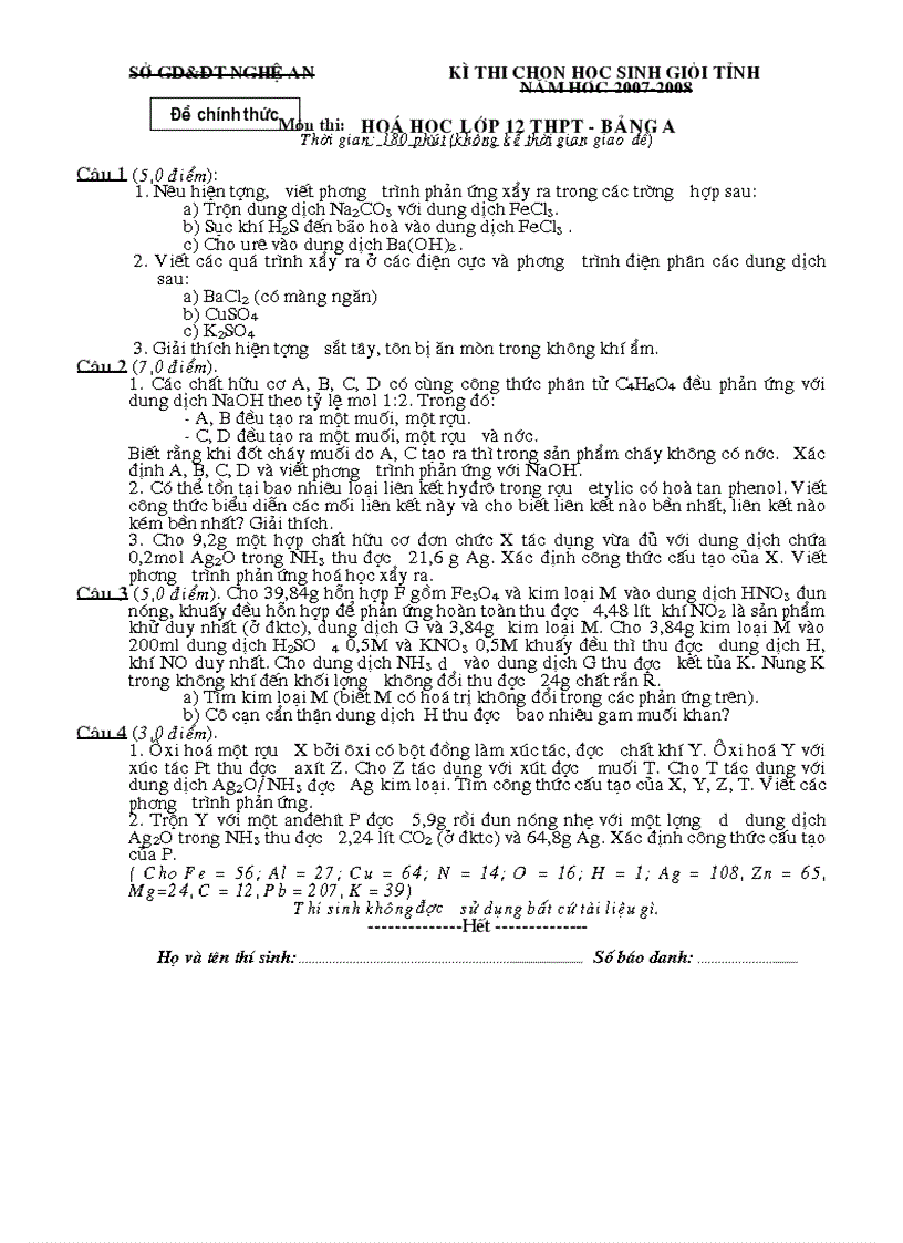 image for page Đề thi HSG Tỉnh Nghệ An 07 08