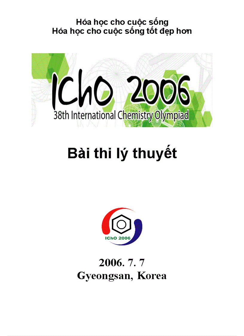 Đề thi olympic hóa học lần thứ 38