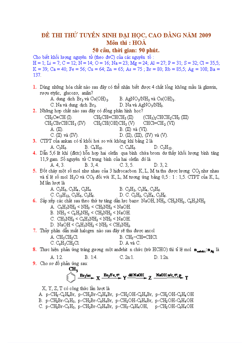 image for page Đề thi thử đại học 2009 đáp án