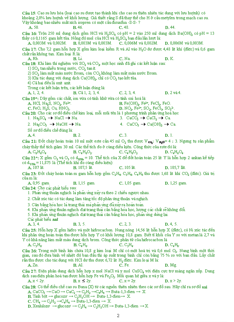 image for page Đề thi thử ĐH Hóa số 2