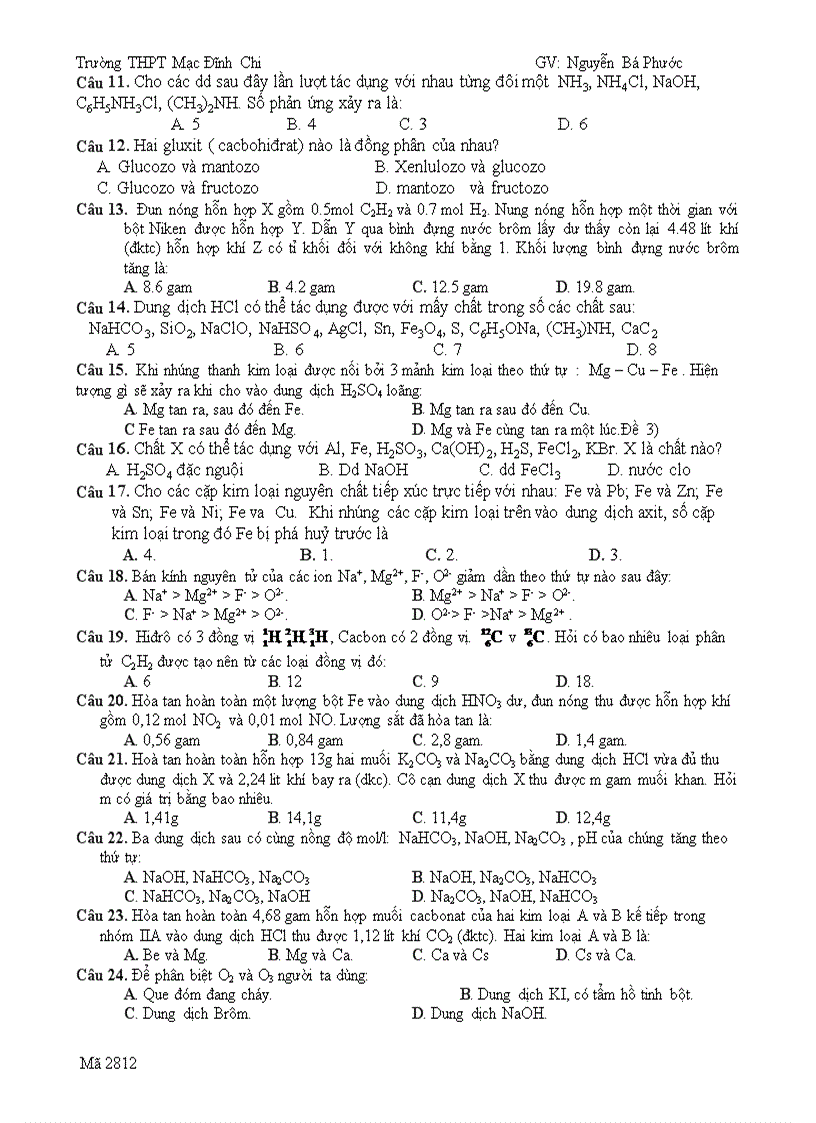 image for page Đề thi thử ĐH lần 2