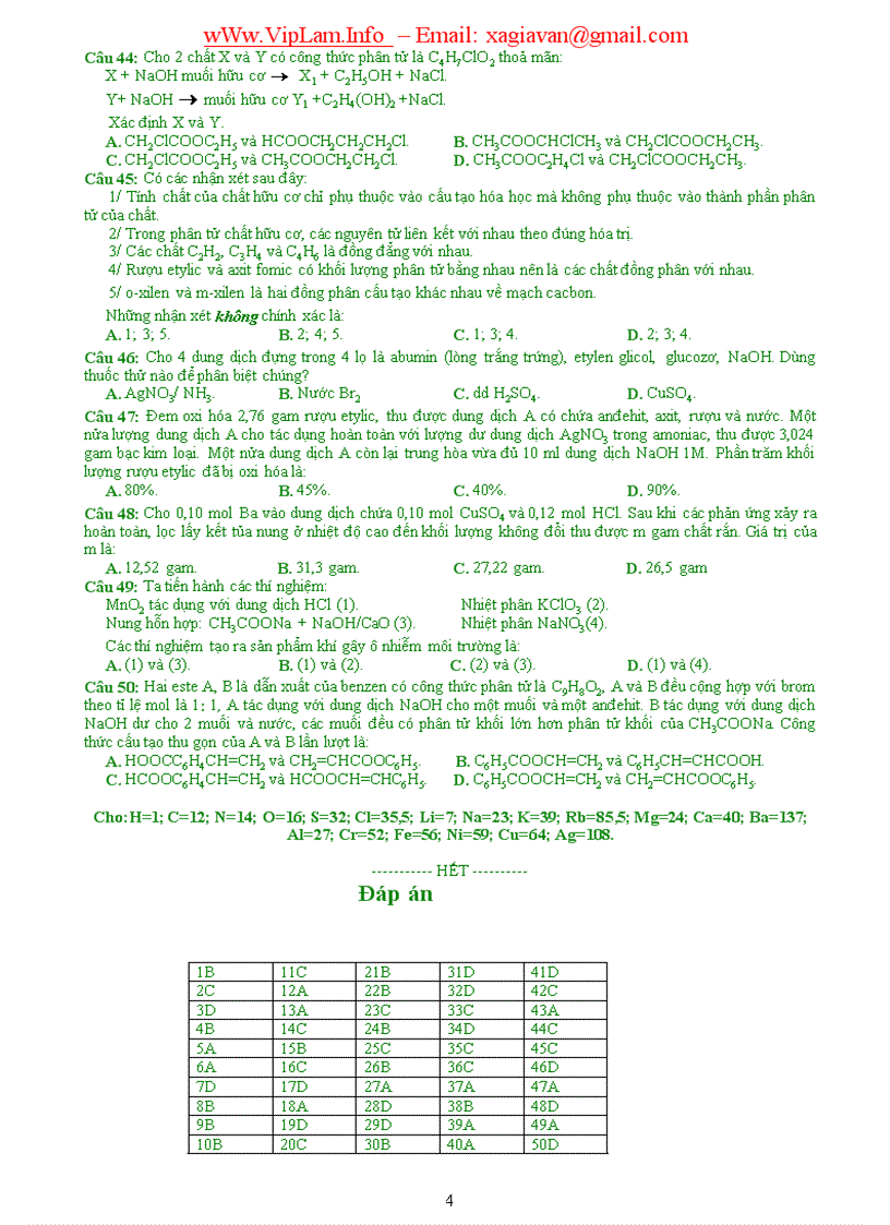 image for page Đề Thi Thử ĐH môn Hóa năm 2011 có đáp án