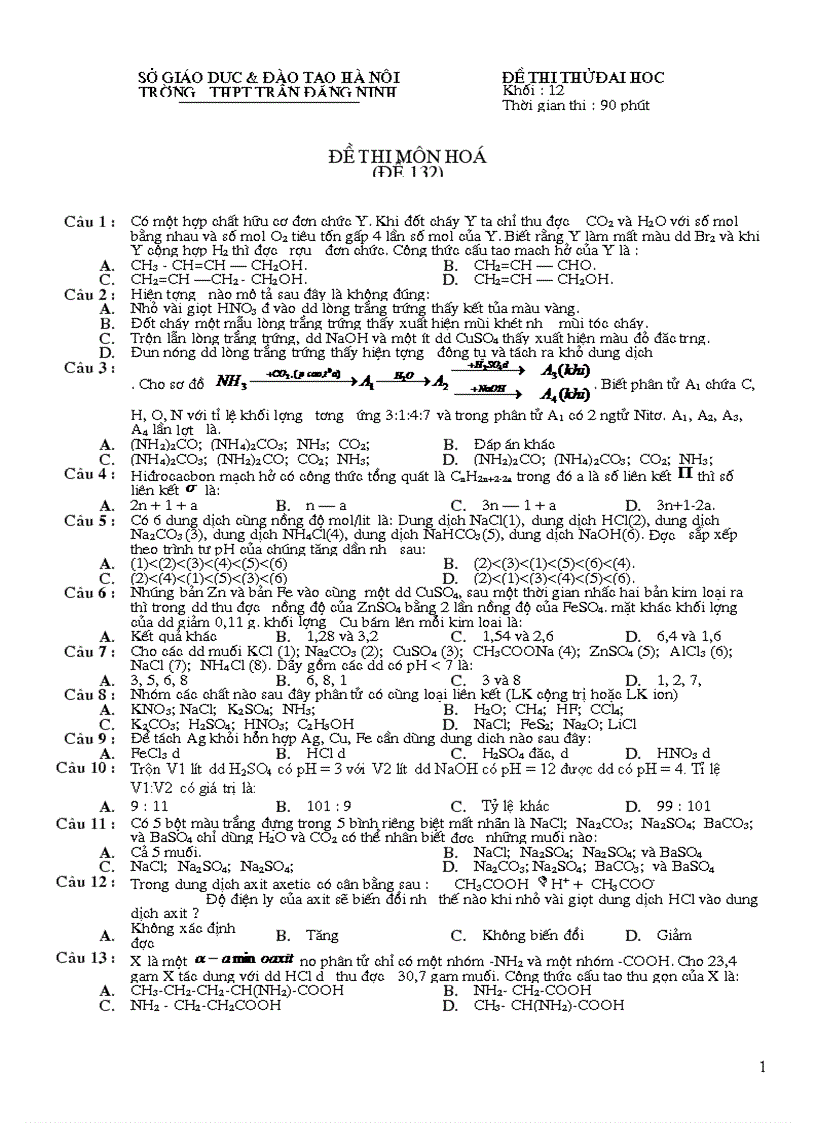 image for page Dề thi thử ĐH tháng 4 2009 có ĐA
