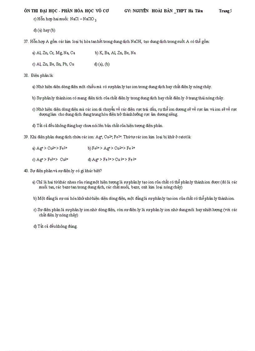 image for page Đề thi thử môn Hóa phần vô cơ