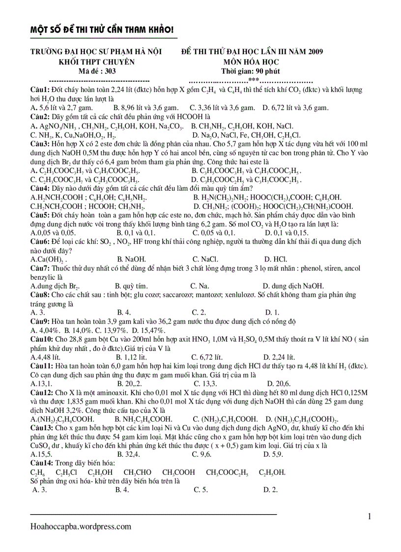 image for page Đề ThiThu ĐH của chuyên ĐHSPHN