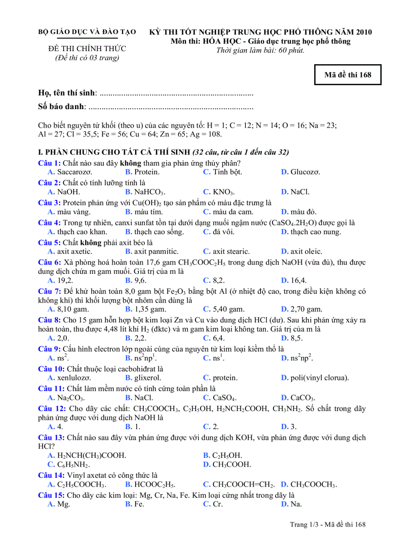 DeCtHoa THPT 2010 M168