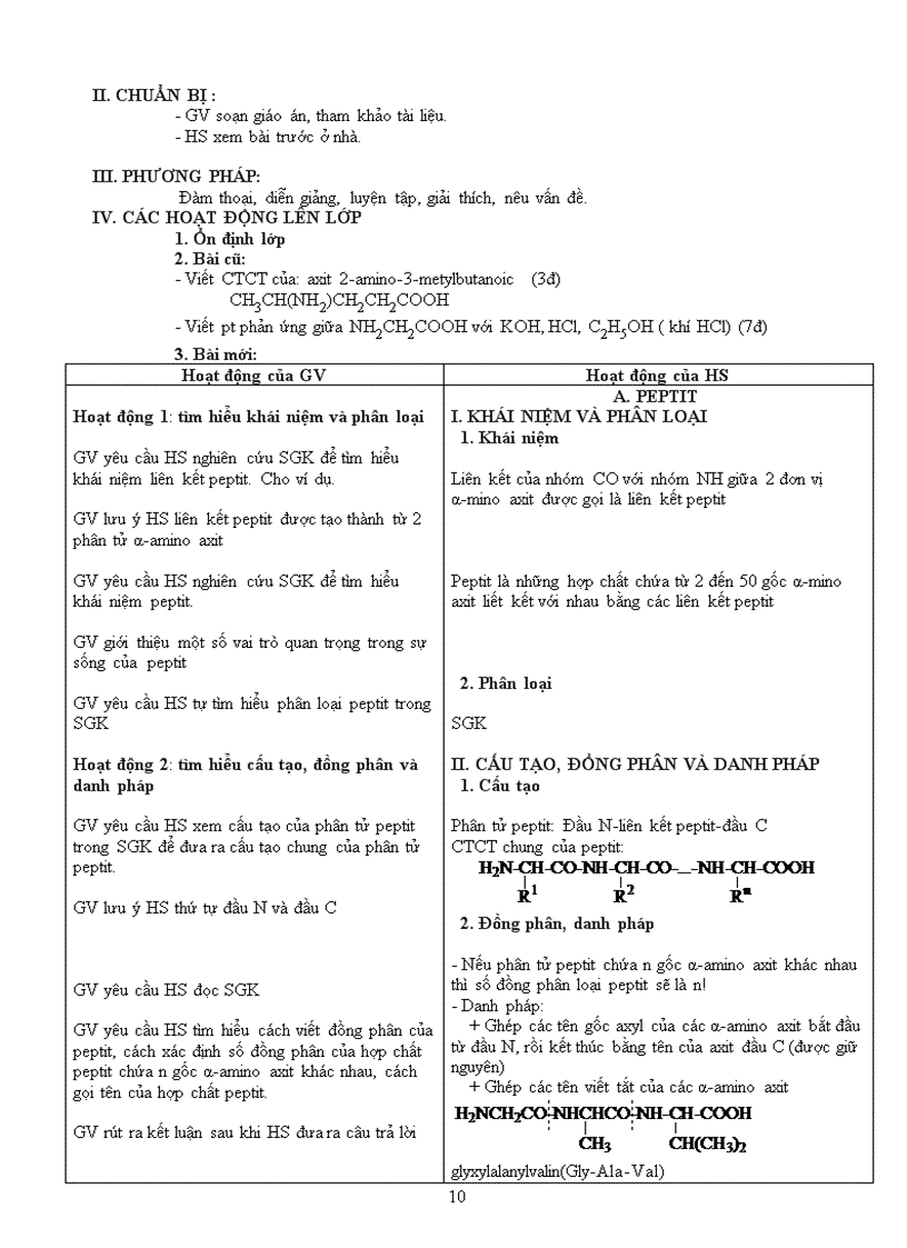 image for page Giáo án 12 nâng cao chương amin amino axit protein