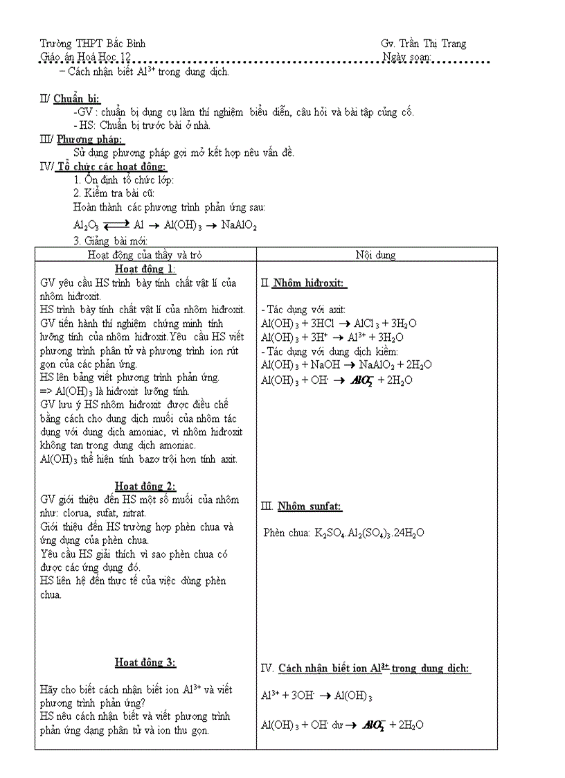 image for page Giáo án chương 6 Hóa 12 cb theo chuẩn kiến thức