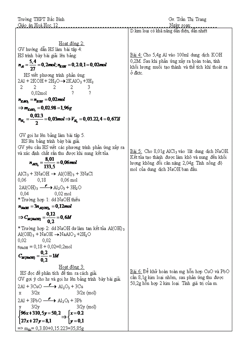 image for page Giáo án chương 6 Hóa 12 cb theo chuẩn kiến thức