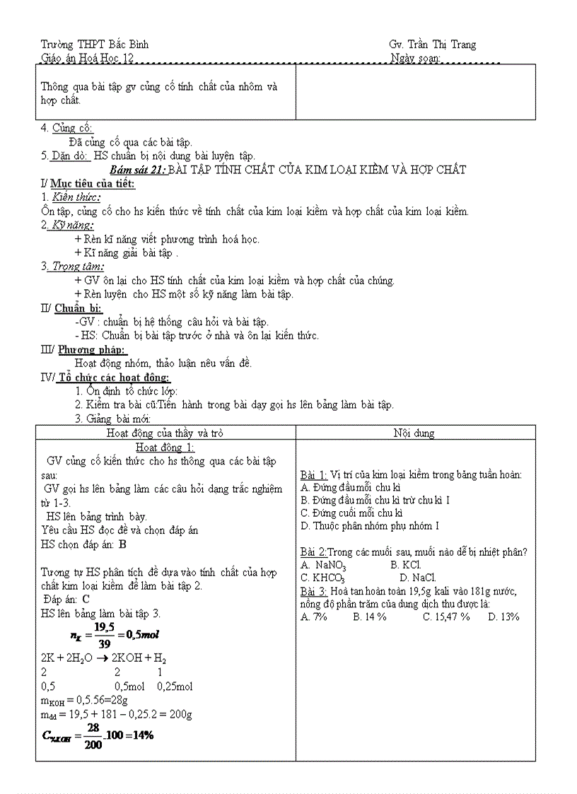 image for page Giáo án chương 6 Hóa 12 cb theo chuẩn kiến thức