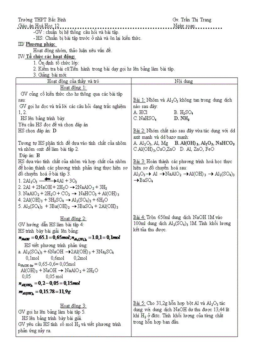 image for page Giáo án chương 6 Hóa 12 cb theo chuẩn kiến thức