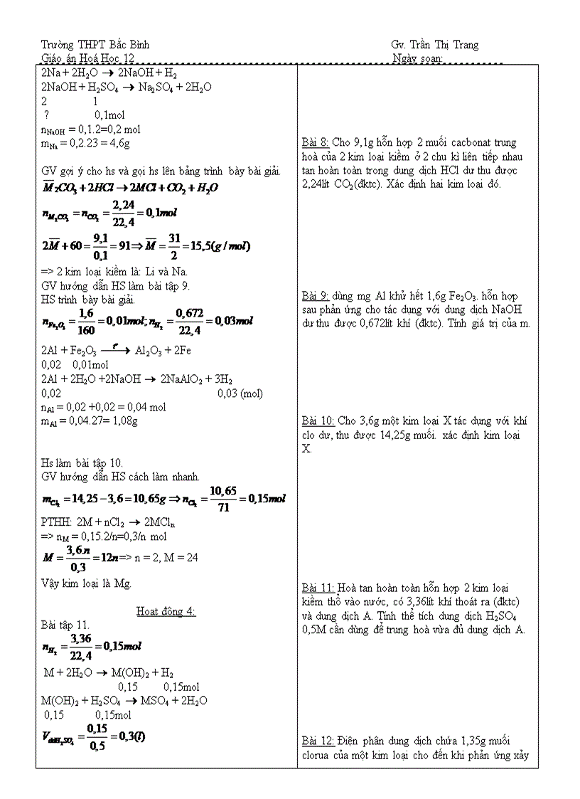 image for page Giáo án chương 6 Hóa 12 cb theo chuẩn kiến thức