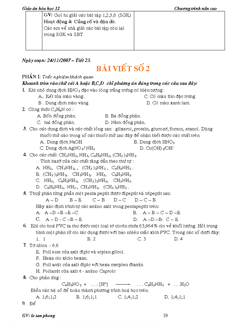 image for page Giáo án hóa 12 chương trình mới hay