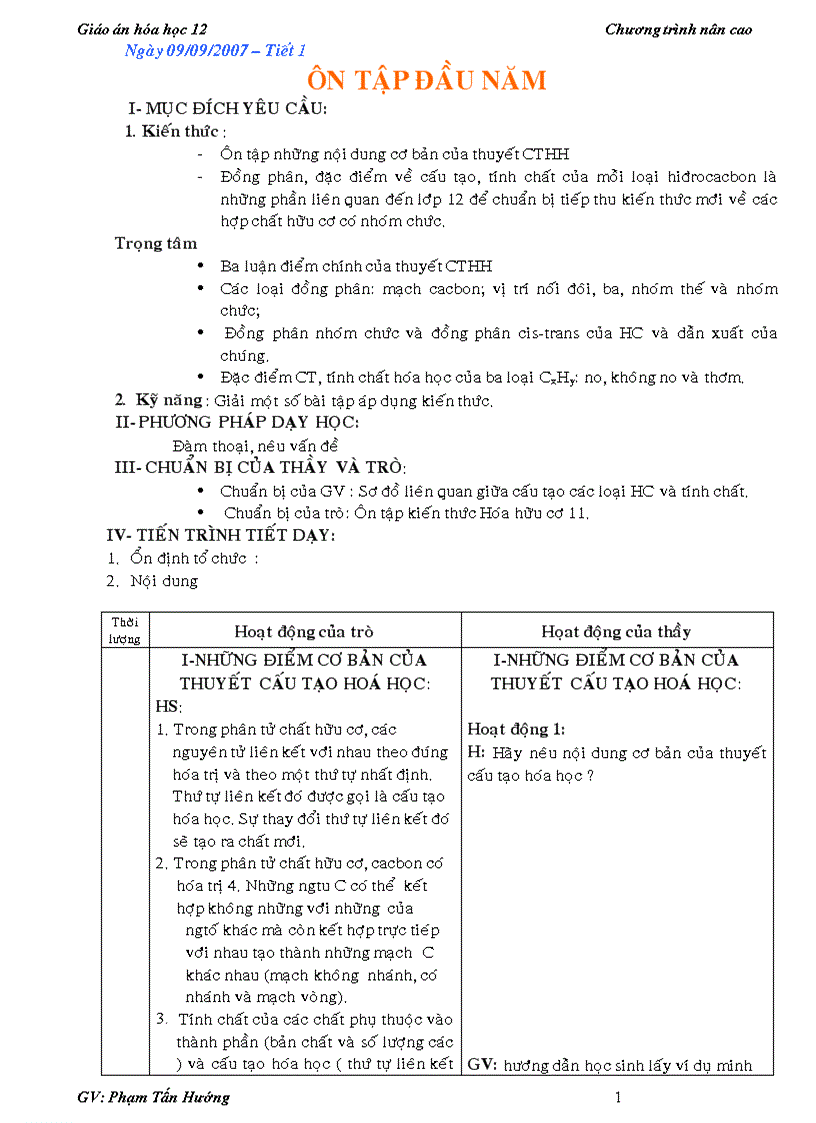 image for page Giao an hoa 12 chuong trinh moi hoc ki 1