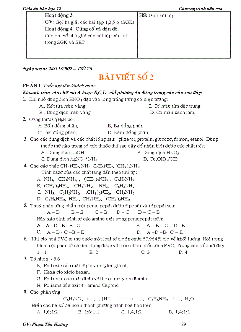 image for page Giao an hoa 12 chuong trinh moi hoc ki 1
