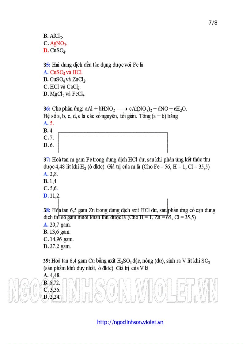 image for page H12 Đại cương về kim loại Câu hỏi trắc nghiệm ôn tập thi kiểm tra Hóa học 12 Học kỳ I