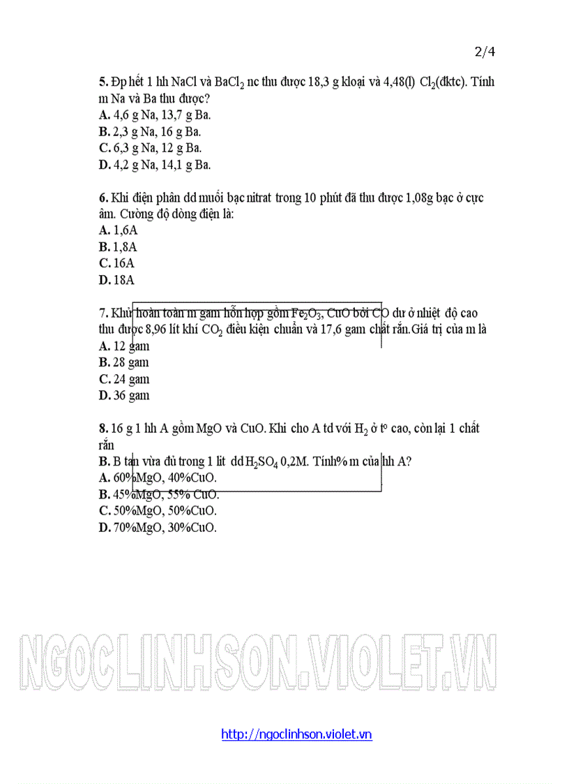 image for page H12 Điều chế Kim loại Câu hỏi trắc nghiệm ôn tập thi kiểm tra Hóa học 12 Học kỳ I