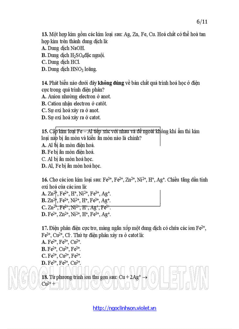 image for page H12 Polime Câu hỏi trắc nghiệm ôn tập thi kiểm tra Hóa học 12 Học kỳ I