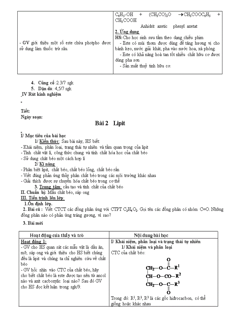 image for page Hoa 12 Giao an nang cao