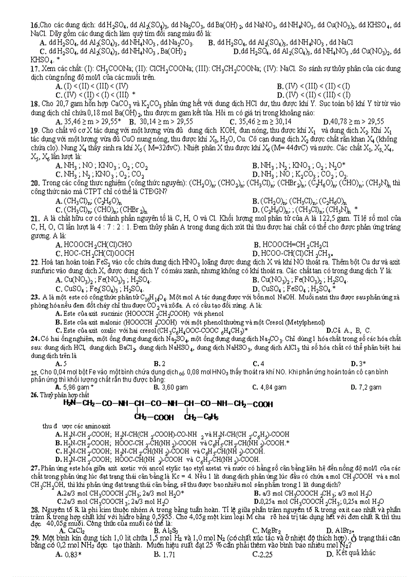 image for page Hóa thi thử TN ĐH số 10