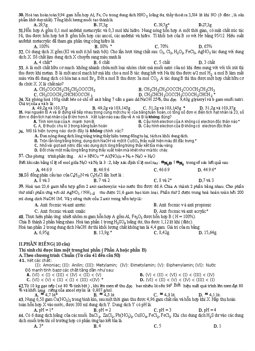 image for page Hóa thi thử TN ĐH số 10