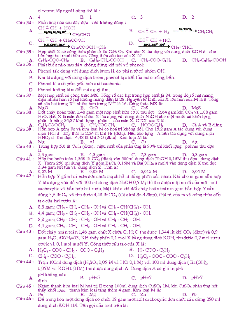 image for page Hóa thi thử TN ĐH số 11
