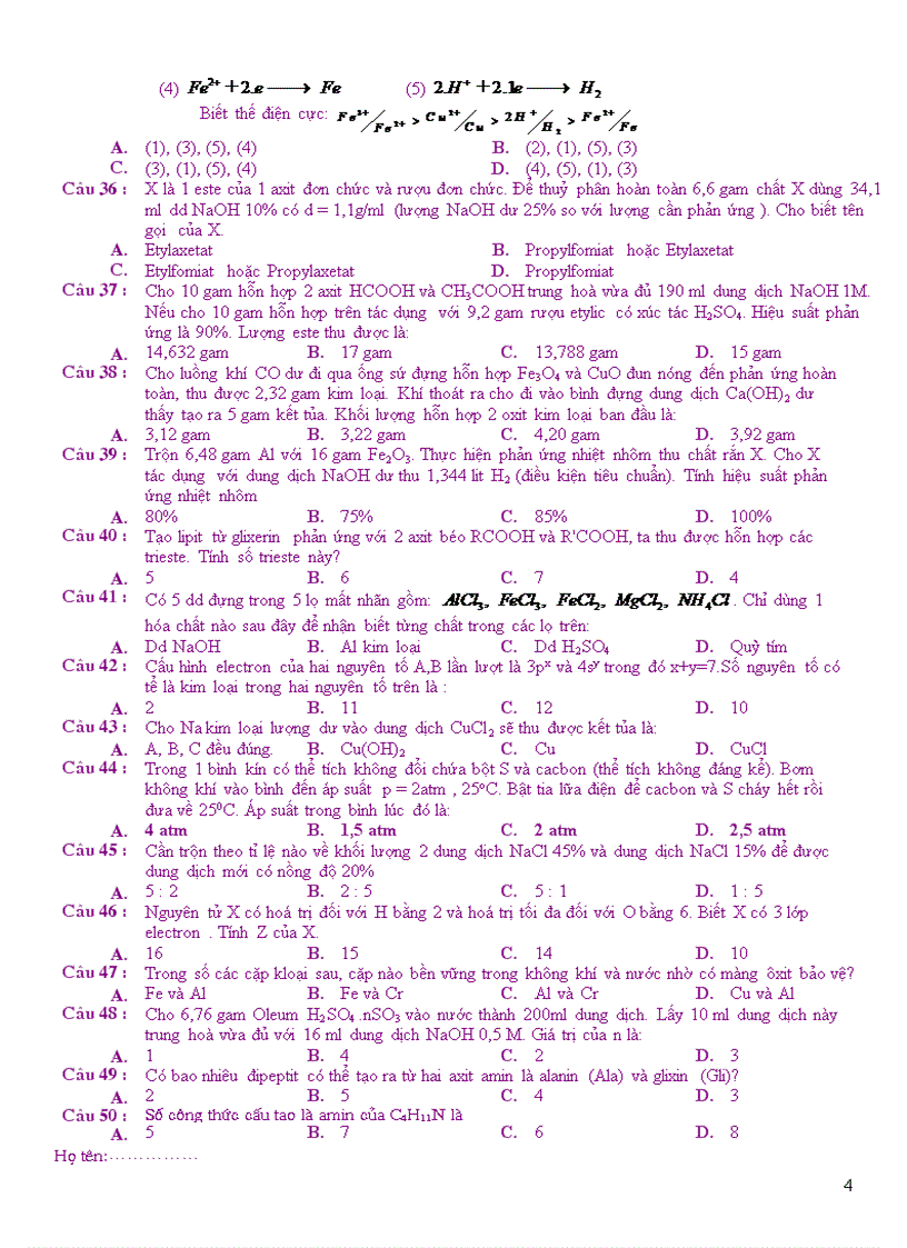 image for page Hóa thi thử TN ĐH số 12
