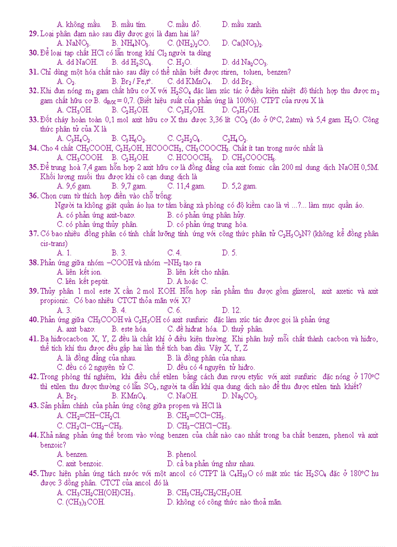 image for page Hóa thi thử TN ĐH số 3