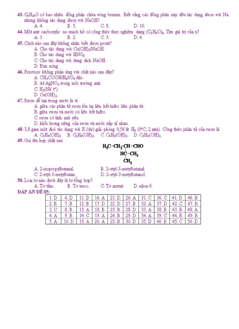 image for page Hóa thi thử TN ĐH số 4