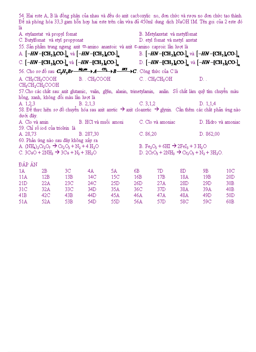 image for page Hóa thi thử TN ĐH số 8