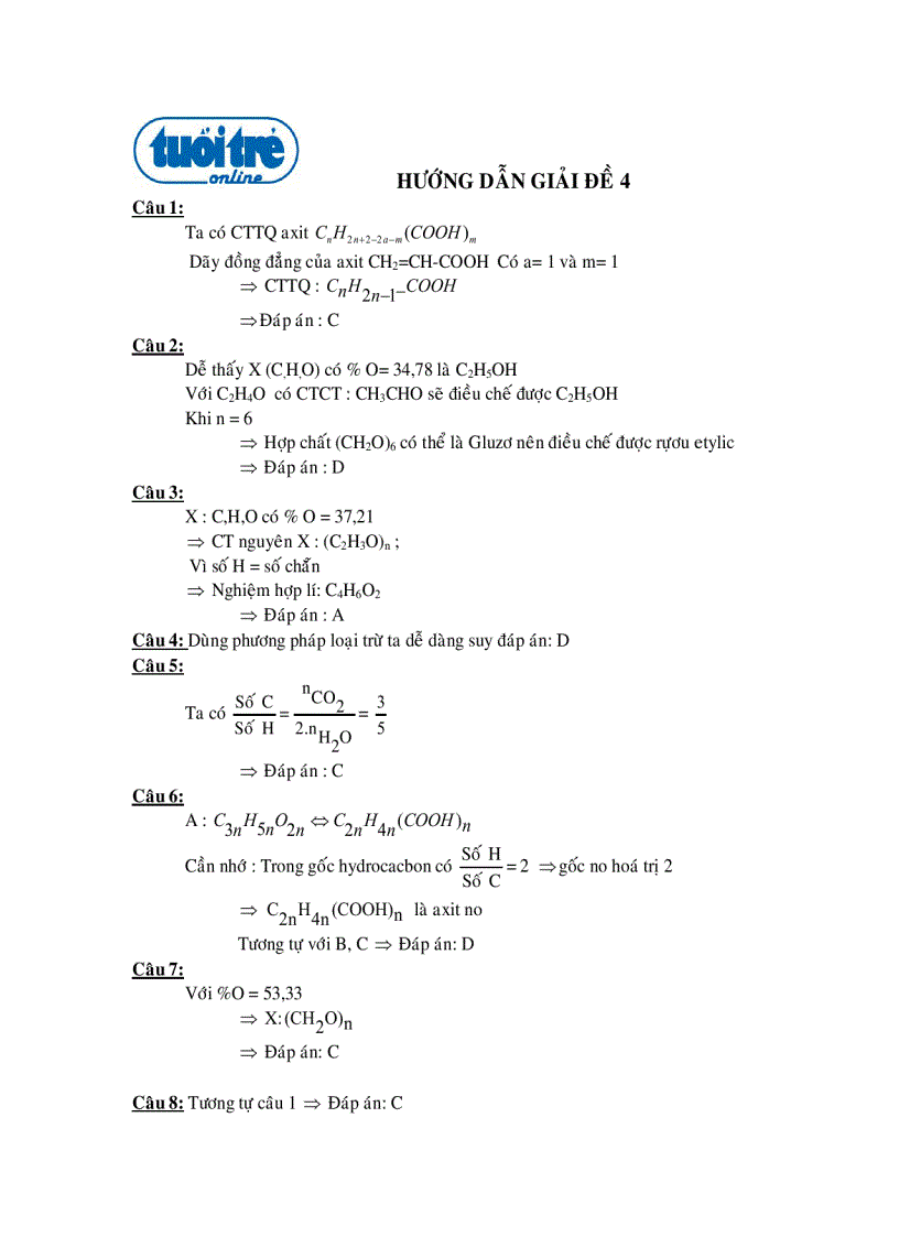 image for page Hướng dẫn giải đề trắc nghiệm hóa 4