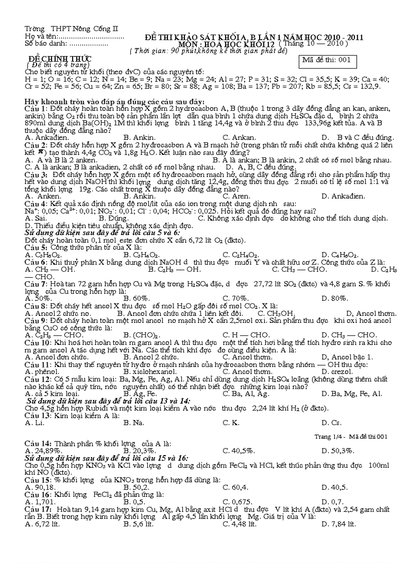 image for page Khao sat khoi A B Nam 2010 2011