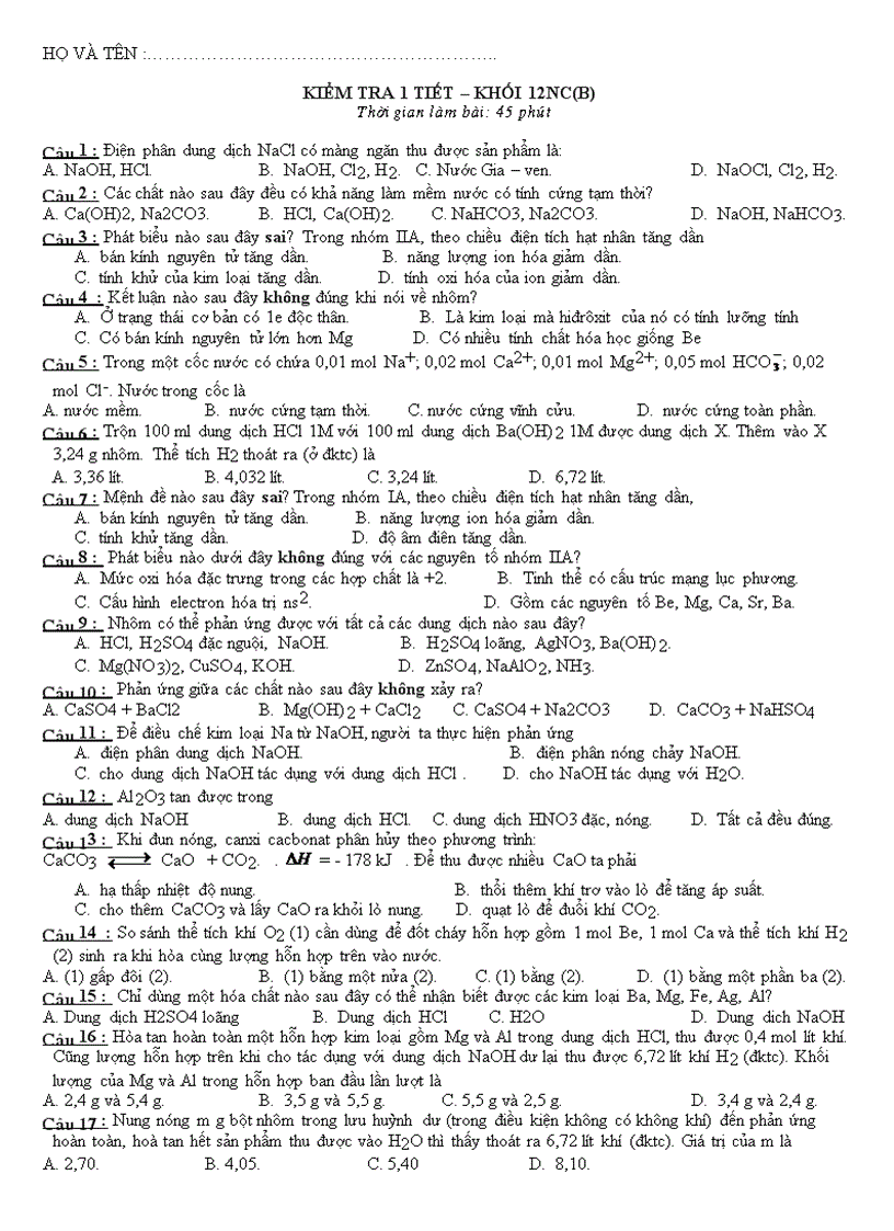 image for page Kiểm tra 1 tiết chương 6 có đáp án