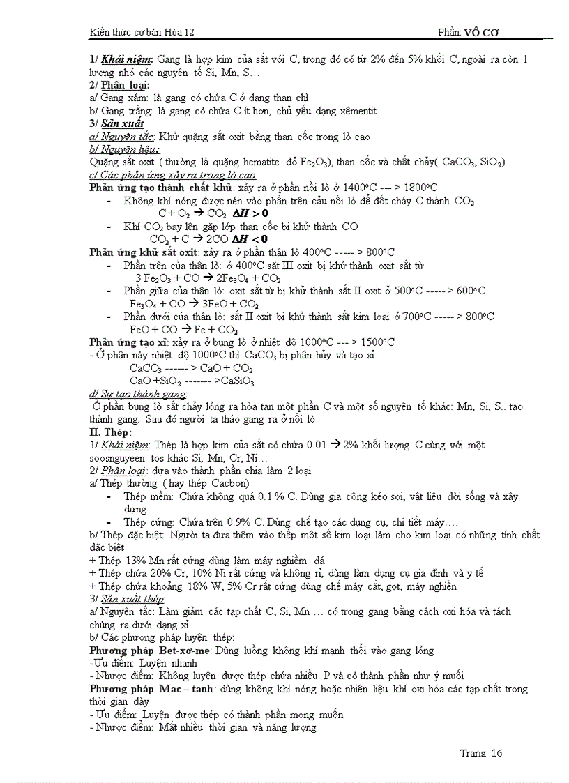 image for page Kiến Thức Cơ Ban hóa Vô cơ Ôn Thi TN