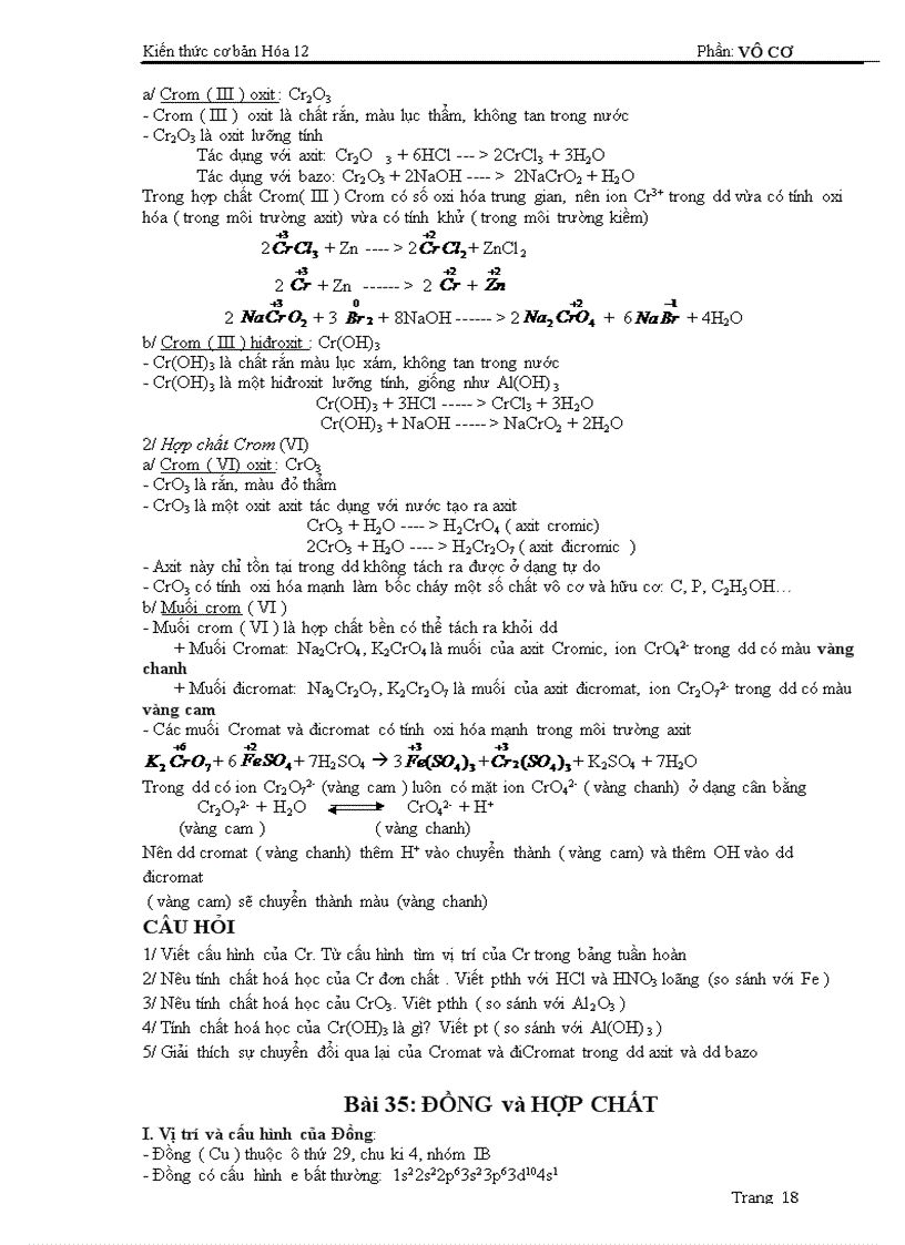 image for page Kiến Thức Cơ Ban hóa Vô cơ Ôn Thi TN