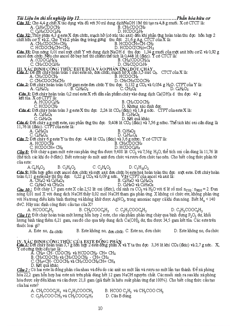 image for page Kinh nghiêm giải bài tập este