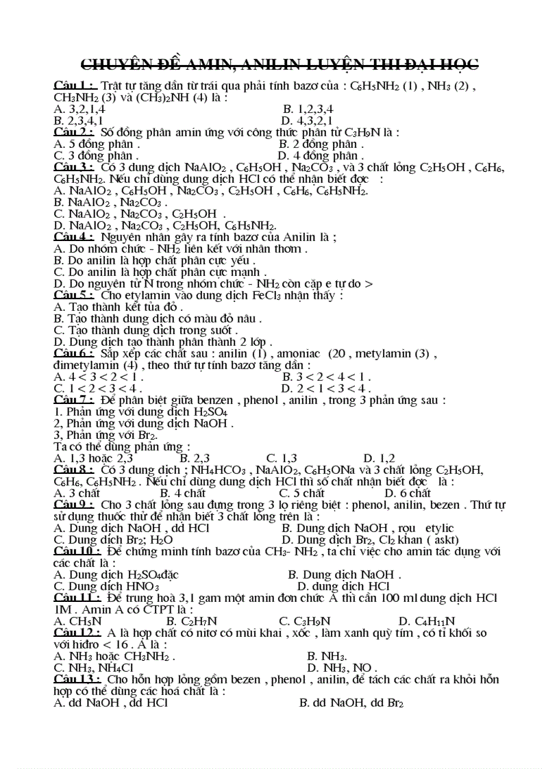 image for page Luyen thi Dai Hoc phan AMIN ANILIN