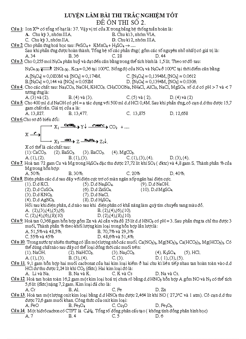 Luyện thi Hóa 12 số 2