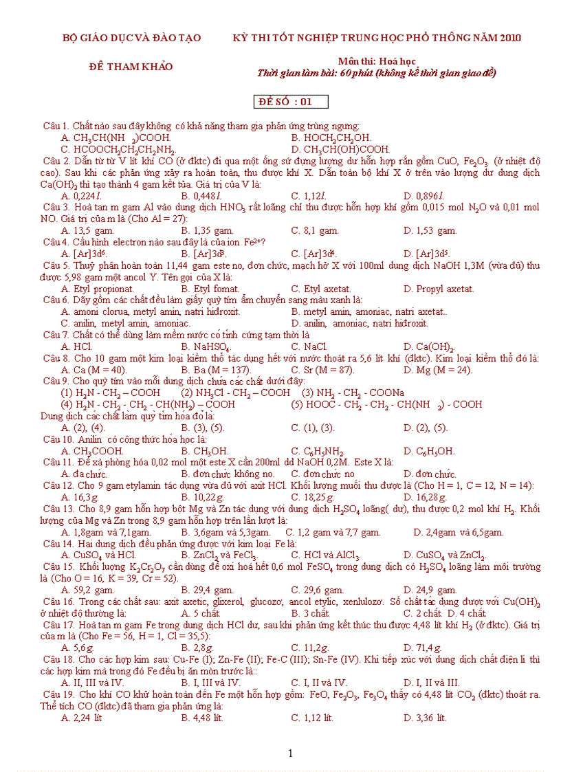 image for page Luyện thi Tốt nghiệp Hóa 2010 1