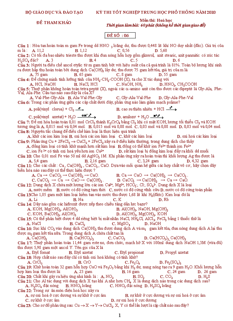 image for page Luyện thi Tốt nghiệp Hóa 2010 6