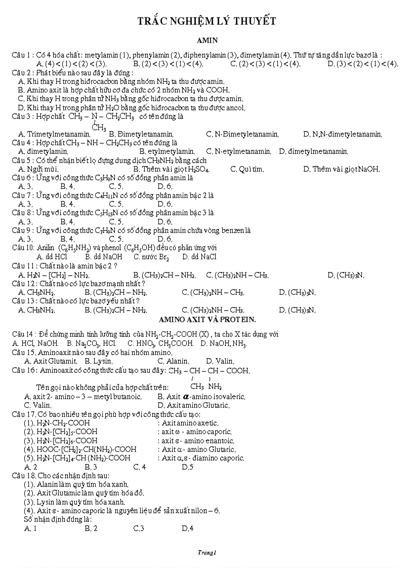 image for page Ly thuyet va bai tap trac nghiem chuong amin aminoaxit