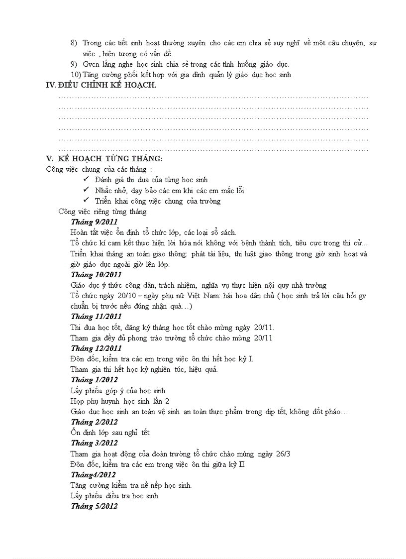 image for page Mẫu kế hoạch chủ nhiệm của bộ