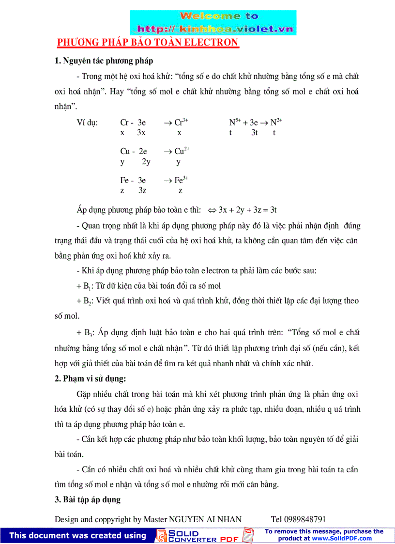 image for page Một số phương pháp giải nhanh bài toán hóa học