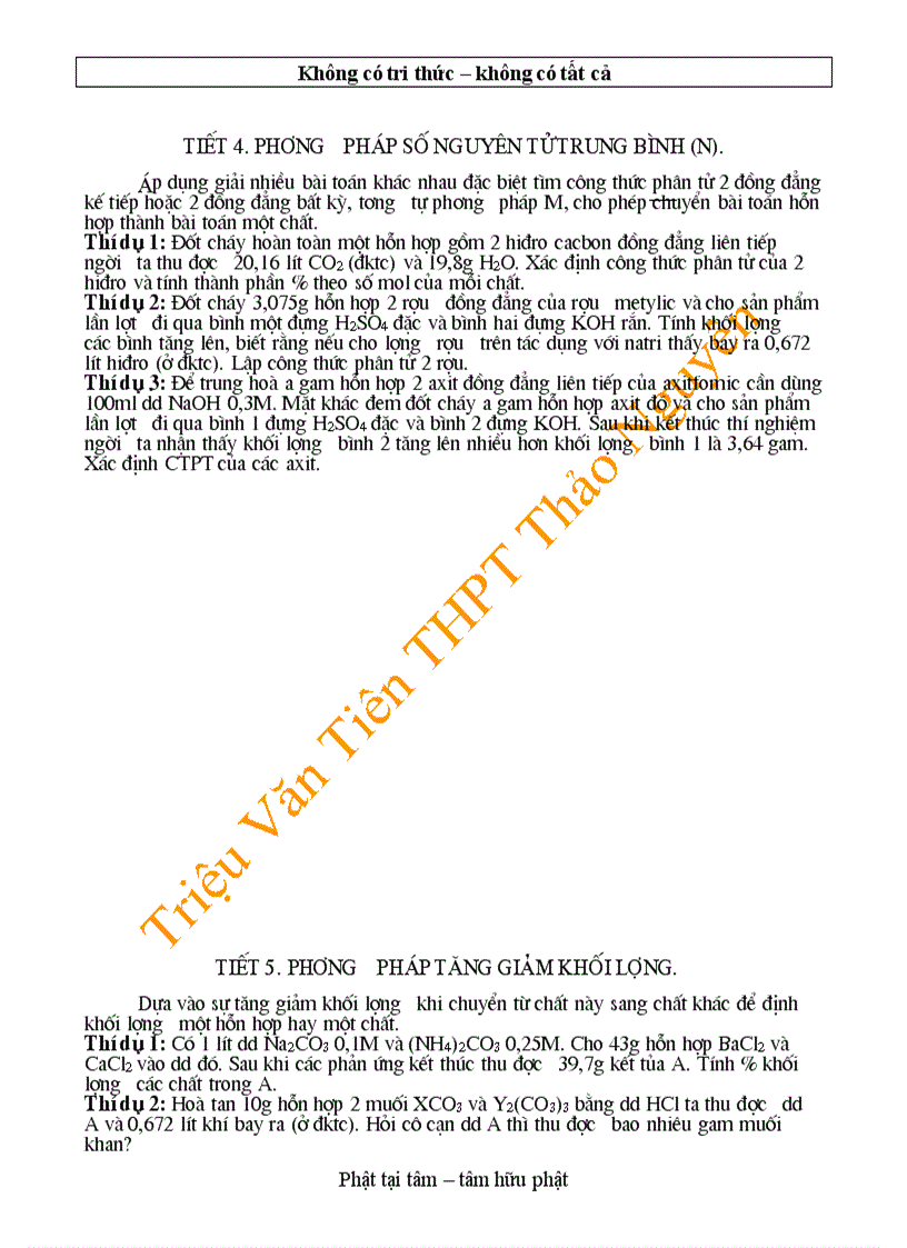 image for page Một số phương pháp giải nhanh trắc nghiệm