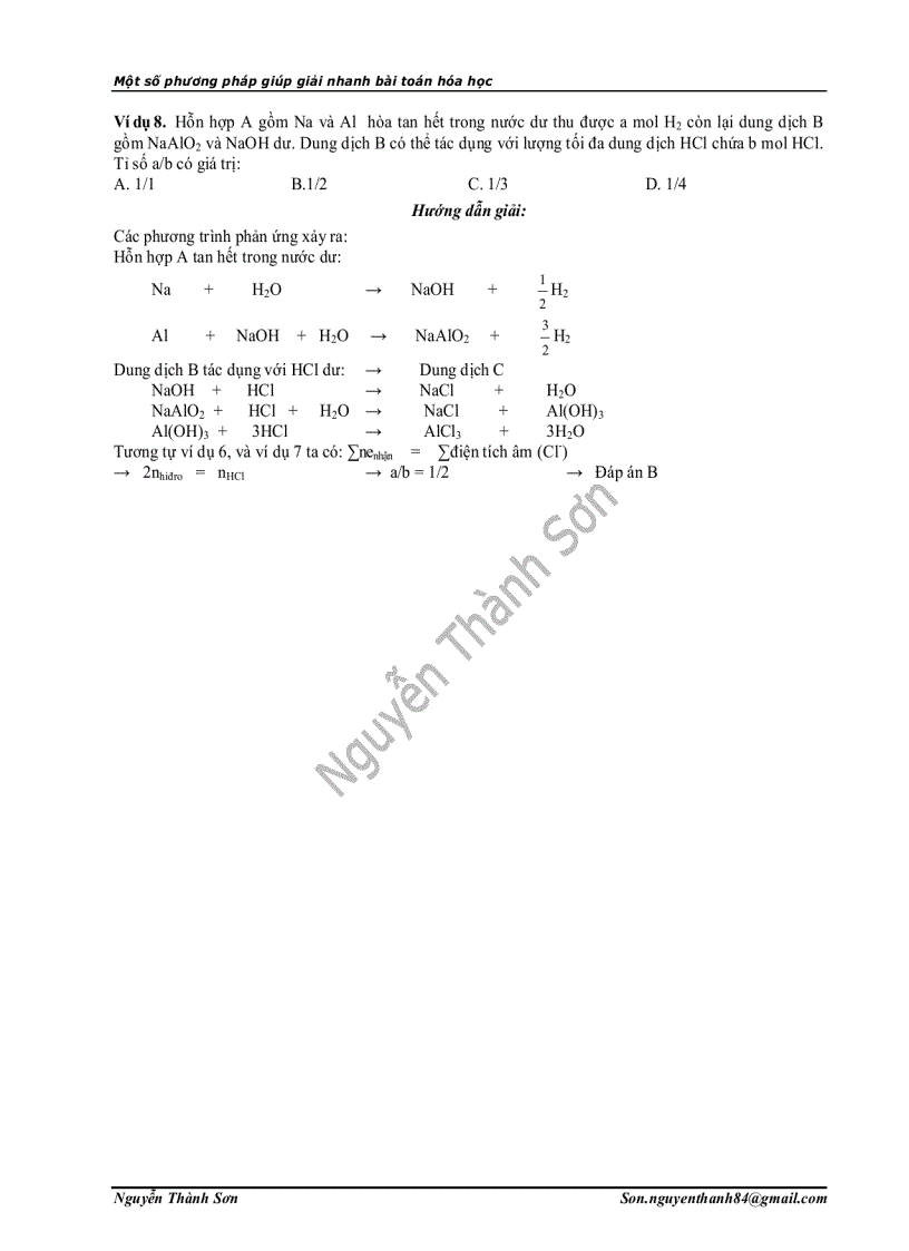 image for page Mot so phuong phap giup giai nhanh bai toan hoa hoc PHAN II