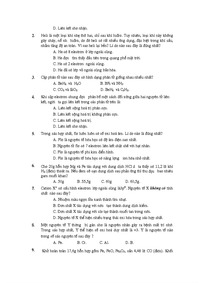 image for page Ngân hàng câu hỏi ôn thi tn đh cđ