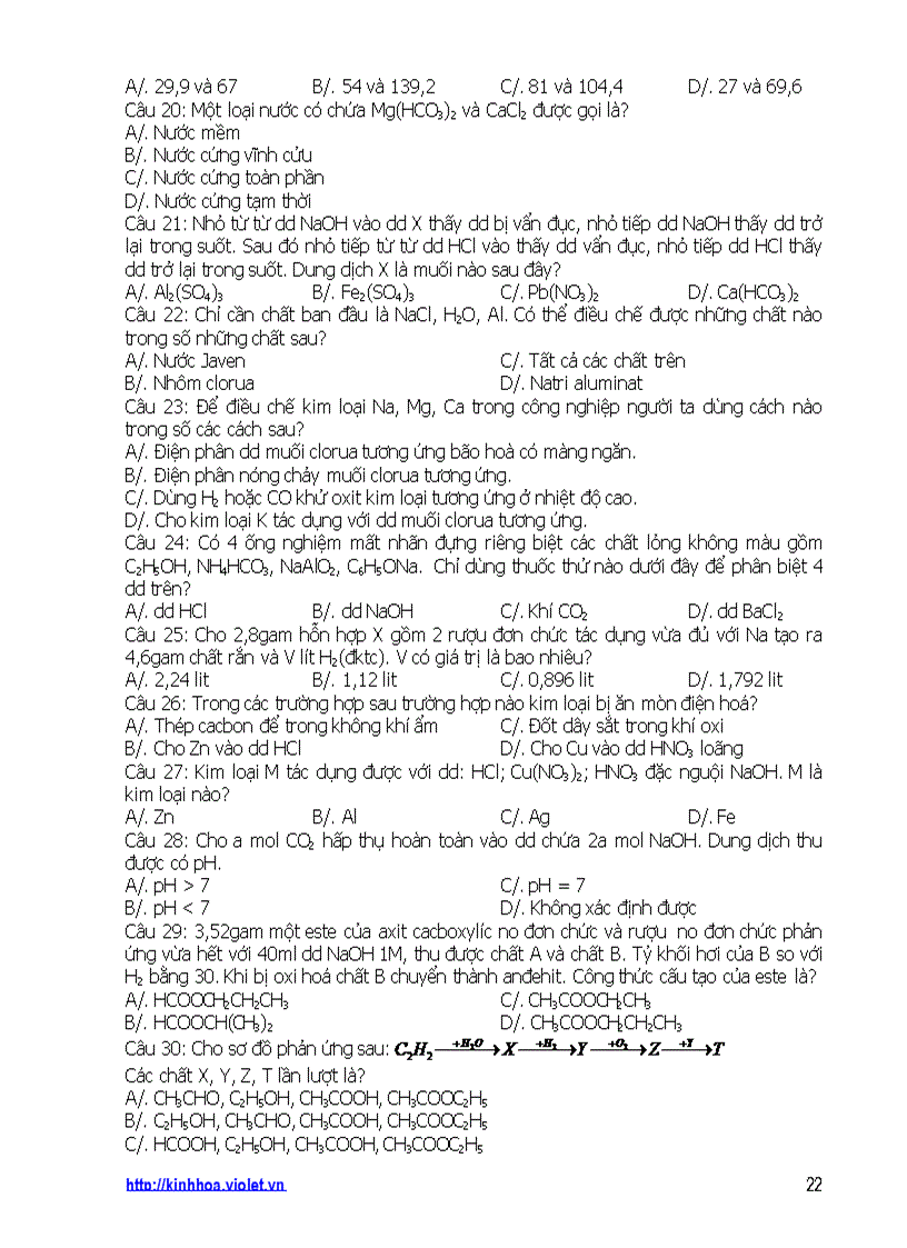 image for page Ngân hàng câu hỏi TN hoá học