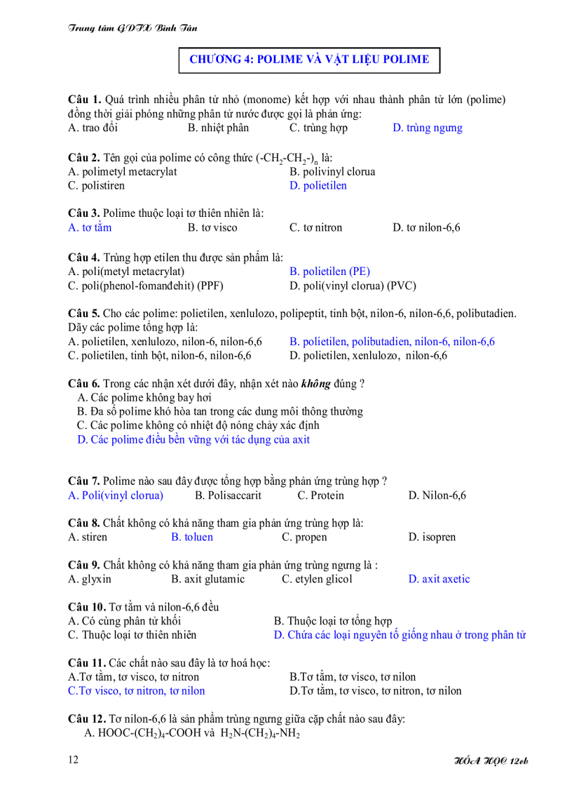 image for page Ôn tập hóa 12 gdtx hk1