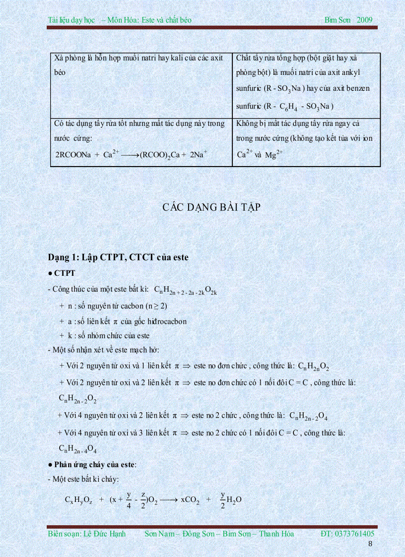 image for page Ôn tập Phần este và chất béo